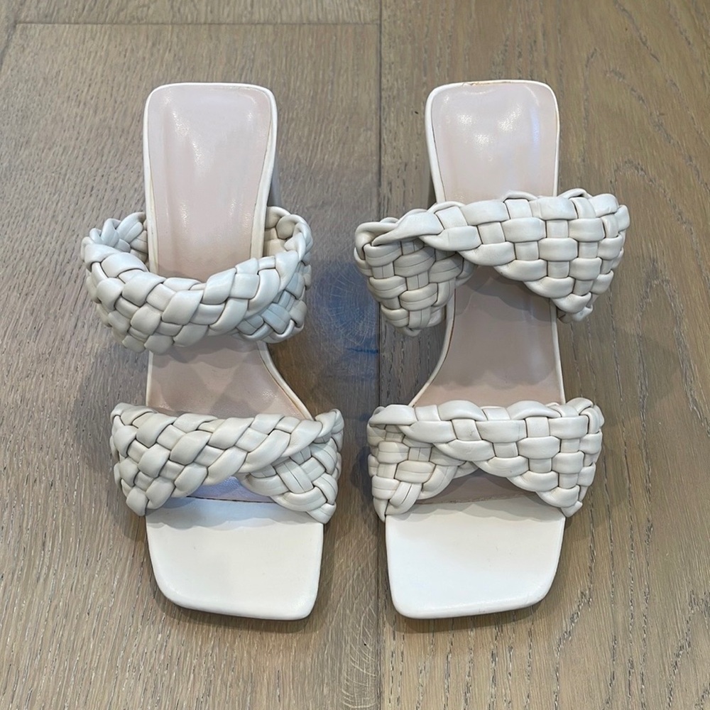 Elegant White Braided Heels